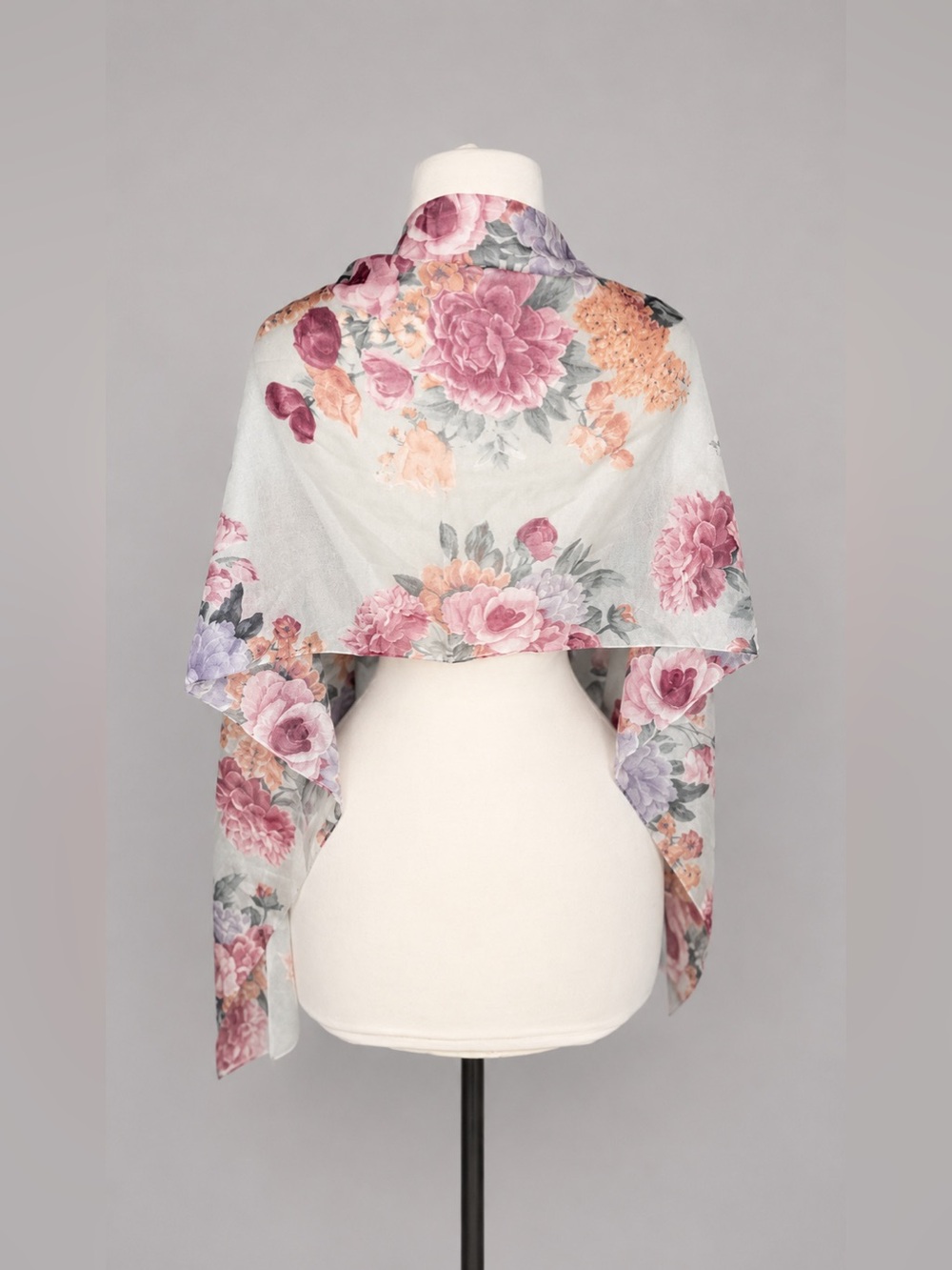 Vintage Floral Lightweight Scarf Shawl Wrap Kimono Beach Cover Up Boho